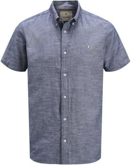 Jack & Jones Summer Shield Short Sleeve Shirt Faded Denim - Overhemden - Overhemden Grote Maten Heren