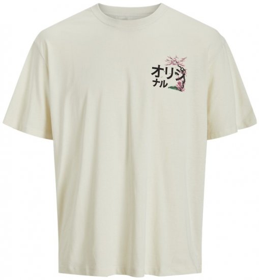 Jack & Jones Fuji Crew Neck T-Shirt Antique White - T-shirts - Grote Maten T-shirts Heren