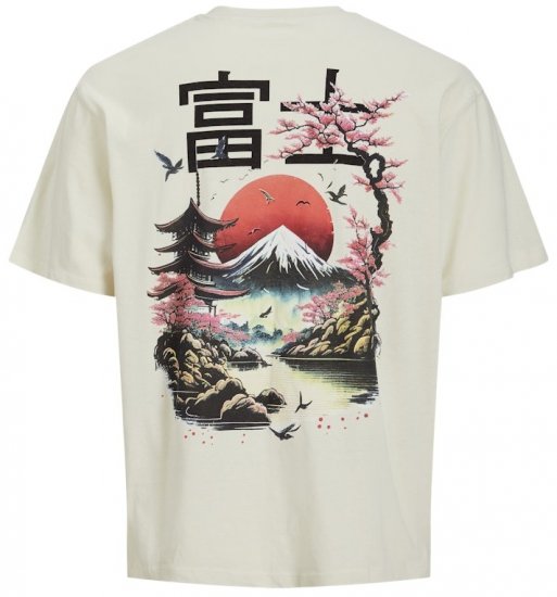Jack & Jones Fuji Crew Neck T-Shirt Antique White - T-shirts - Grote Maten T-shirts Heren