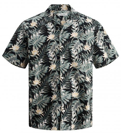 Jack & Jones JJCOASTAL RESORT Floral Shirt Black - Overhemden - Overhemden Grote Maten Heren