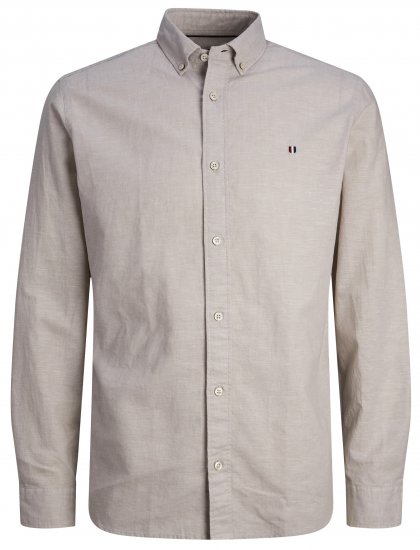 Jack & Jones JPRBLUSUMMER SHIELD LS Shirt Fields Of Rye - Overhemden - Overhemden Grote Maten Heren