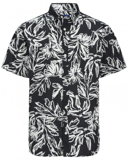Jack & Jones JORLAFAYETTE AOP Short Sleeve Shirt Black - Overhemden - Overhemden Grote Maten Heren