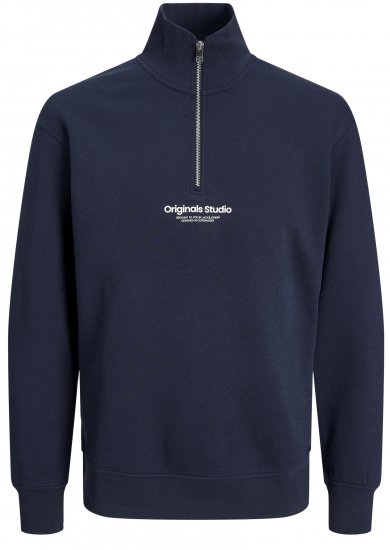 Jack & Jones Esterbro High Neck Quarter Zip Sweatshirt Dark Blue - Sweaters & hoodies - Sweaters & Hoodies Grote Maten Heren