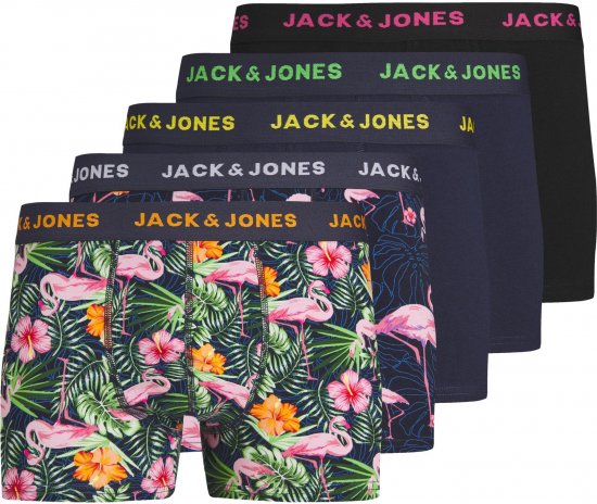 Jack & Jones JACPINK FLAMINGO TRUNKS 5 PACK Navy Blazer - Ondergoed & zwem - Grote Maten Ondergoed Heren
