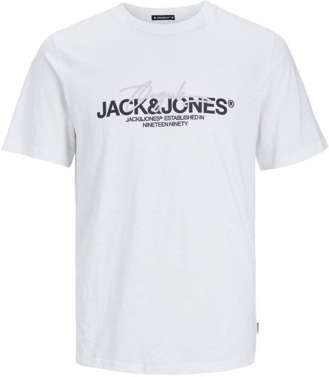 Jack & Jones JORARUBA BRANDING TEE SS CREW NECK Bright White - T-shirts - Grote Maten T-shirts Heren