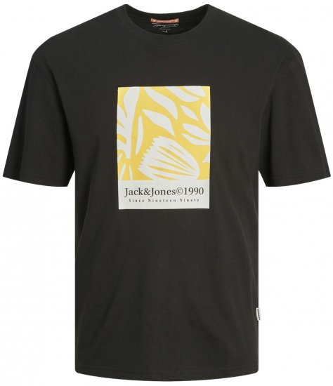 Jack & Jones JORMARBELLA AOP BRANDING T-Shirt Black - T-shirts - Grote Maten T-shirts Heren