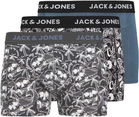 Jack & Jones Damon Skull Trunks 3-Pack Black - Ondergoed & zwem - Grote Maten Ondergoed Heren
