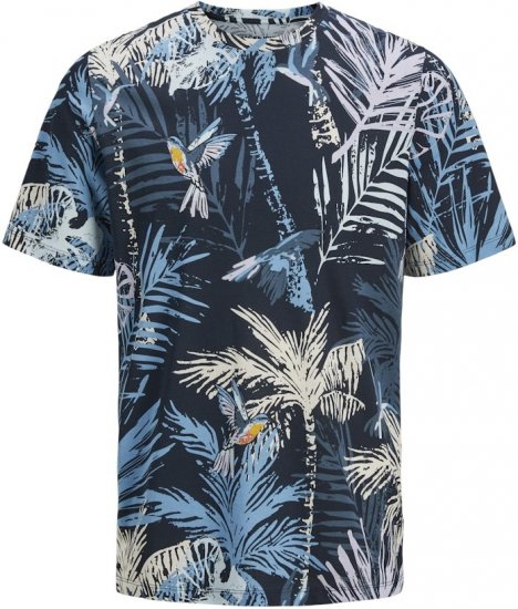 Jack & Jones Hawaii AOP Crew Neck T-Shirt Blue - T-shirts - Grote Maten T-shirts Heren
