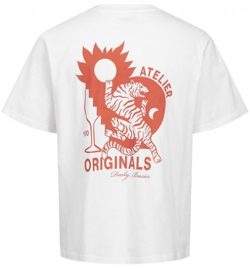  Jack & Jones Bellagio Collage Crew Neck T-Shirt Bright White - T-shirts - Grote Maten T-shirts Heren