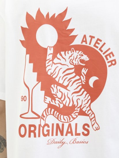  Jack & Jones Bellagio Collage Crew Neck T-Shirt Bright White - T-shirts - Grote Maten T-shirts Heren