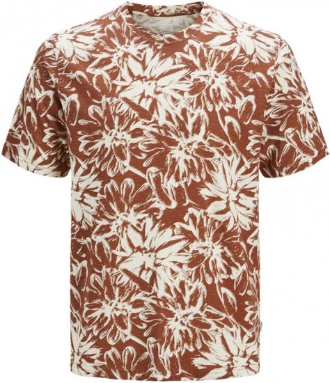 Jack & Jones Split AOP Crew Neck T-Shirt Brown - T-shirts - Grote Maten T-shirts Heren