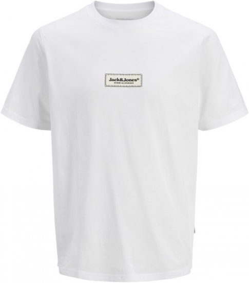 Jack & Jones Split Fakestitch Branding T-Shirt Bright White - T-shirts - Grote Maten T-shirts Heren