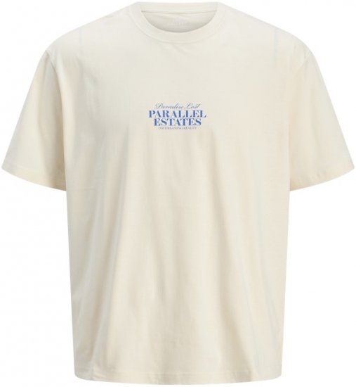 Jack & Jones Parallel Crew Neck T-Shirt Antique White - T-shirts - Grote Maten T-shirts Heren