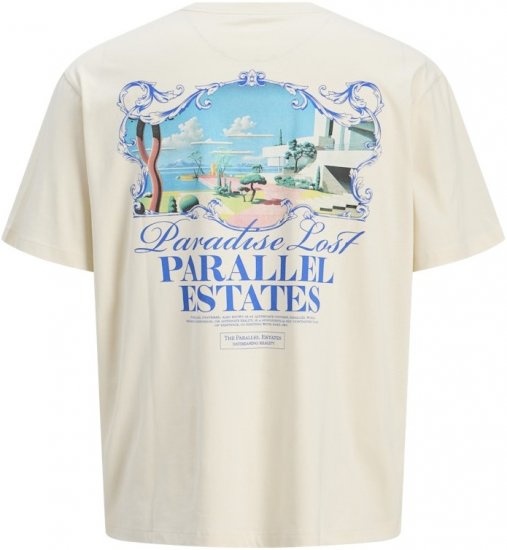 Jack & Jones Parallel Crew Neck T-Shirt Antique White - T-shirts - Grote Maten T-shirts Heren