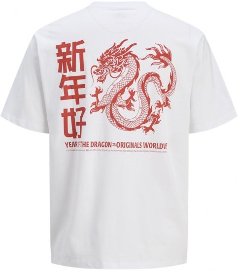 Jack & Jones Snake Dragon Crew Neck T-Shirt Bright White - T-shirts - Grote Maten T-shirts Heren