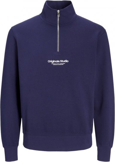 Jack & Jones Esterbro High Neck Quarter Zip Sweatshirt Ocean Cavern - Sweaters & hoodies - Sweaters & Hoodies Grote Maten Heren