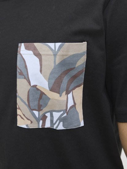  Jack & Jones Tavira Aop Pocket Crew Neck T-Shirt Black - T-shirts - Grote Maten T-shirts Heren