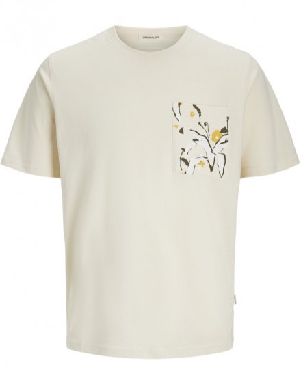  Jack & Jones Tavira Aop Pocket Crew Neck T-Shirt Antique White - T-shirts - Grote Maten T-shirts Heren