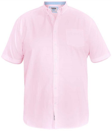 D555 James Short Sleeve Oxford Shirt Pink - Overhemden - Overhemden Grote Maten Heren