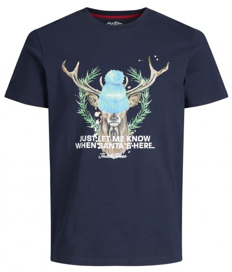 Jack & Jones JORANIMAL T-Shirt Navy - T-shirts - Grote Maten T-shirts Heren