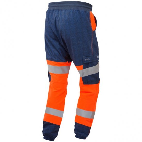 Leo Hawkridge Ecoviz High Performance 4X Stretch Trouser Hi-Vis Orange/Navy Print - Werkkleding - Werkkleding Grote Maten Heren