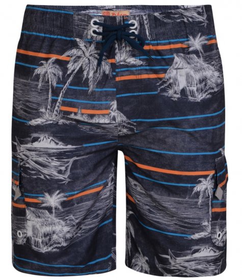 Kam Jeans Palm Print Swim Shorts Charcoal - Ondergoed & zwem - Grote Maten Ondergoed Heren