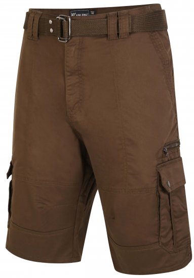 Kam Jeans 343 Cargo Stretch Shorts with Belt Khaki - Korte broeken - Grote Maten Korte Broeken Heren