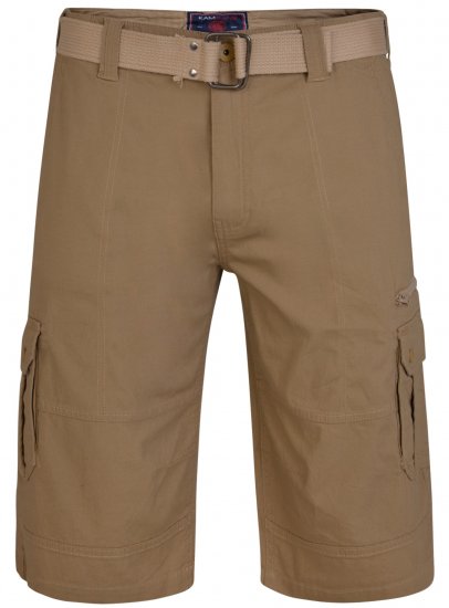 Kam Jeans 343 Cargo Stretch Shorts with Belt Sand - Korte broeken - Grote Maten Korte Broeken Heren