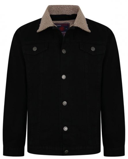 Kam Jeans 406 Sherpa Lined Denim Jacket Black - Jassen - Grote Maten Herenjassen