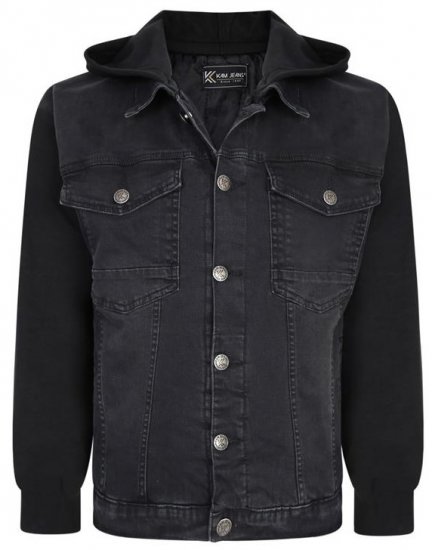 Kam Jeans 407 Hooded Stretch Denim Jacket - Jassen - Grote Maten Herenjassen