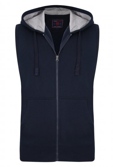 Kam Jeans Sleeveless Zip Thru Hoody Navy - Sweaters & hoodies - Sweaters & Hoodies Grote Maten Heren
