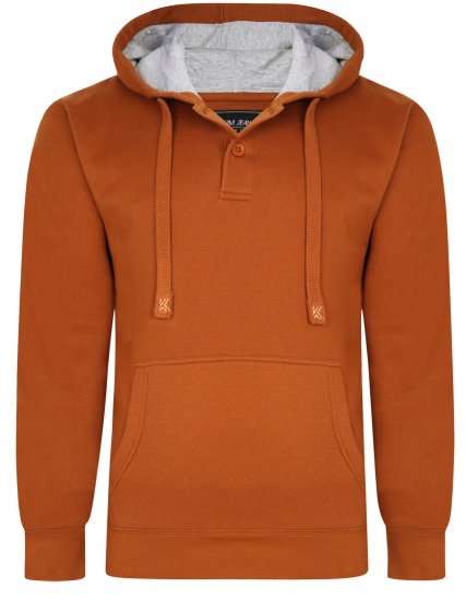 Kam jeans 508B 1/4 Button Thru Over The Head Hoody Mustard - Sweaters & hoodies - Sweaters & Hoodies Grote Maten Heren
