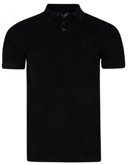 Kam Jeans 5232 Acid Wash Polo Black - Polo shirts - Grote Maten Poloshirts Heren