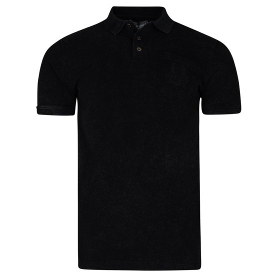 Kam Jeans 5232 Acid Wash Polo Black - Polo shirts - Grote Maten Poloshirts Heren
