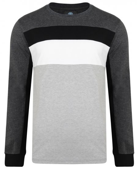 Kam Jeans 5240 Cut and Sew Long Sleeve T-shirt Grey - T-shirts - Grote Maten T-shirts Heren