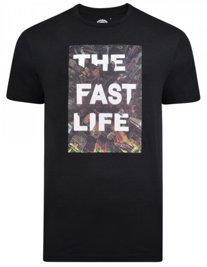 Kam Jeans 5258 Fast Life T-Shirt Black - T-shirts - Grote Maten T-shirts Heren