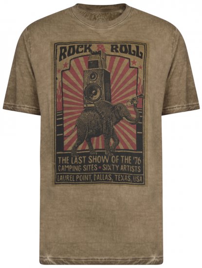 Kam Jeans 5282 Slub Wash T-shirt Olive - T-shirts - Grote Maten T-shirts Heren