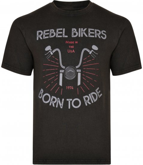 Kam Jeans 5319 Rebel Bikers T-shirt Black - T-shirts - Grote Maten T-shirts Heren