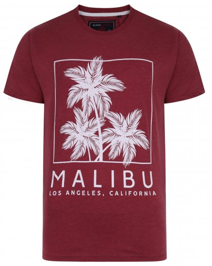 Kam Jeans 5336 Malibu T-Shirt Burgundy - T-shirts - Grote Maten T-shirts Heren