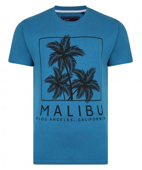 Kam Jeans Malibu Crew Neck Tee Turk Blue - T-shirts - Grote Maten T-shirts Heren