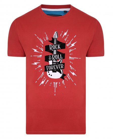 Kam Jeans 5337 Rock & Roll Tee Red - T-shirts - Grote Maten T-shirts Heren