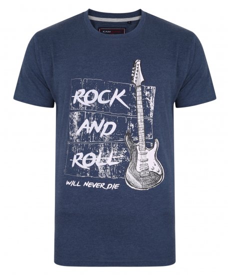 Kam Jeans 5338 Rock And Roll Tee Blue - T-shirts - Grote Maten T-shirts Heren