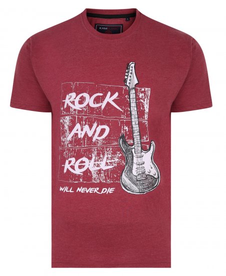Kam Jeans 5338 Rock And Roll Tee Wine - T-shirts - Grote Maten T-shirts Heren