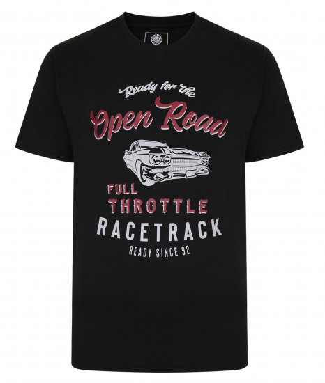 Kam Jeans 5342 Open Road Tee Black - T-shirts - Grote Maten T-shirts Heren