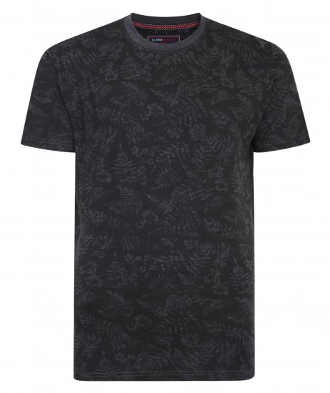 Kam Jeans 5345 Leaf Tee Charcoal - T-shirts - Grote Maten T-shirts Heren