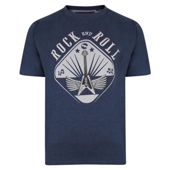 Kam Jeans 5349 Rock N Roll T-shirt Indigo - T-shirts - Grote Maten T-shirts Heren
