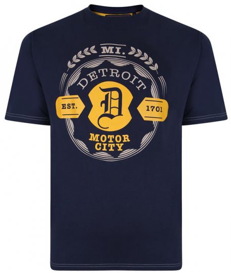Kam Jeans 5350 Detroits Motors T-shirt Indigo - T-shirts - Grote Maten T-shirts Heren