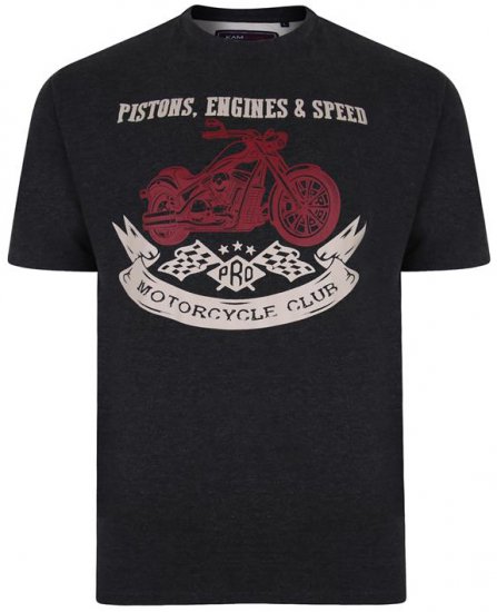 Kam Jeans 5351 Piston Motors Club T-shirt Charcoal - T-shirts - Grote Maten T-shirts Heren