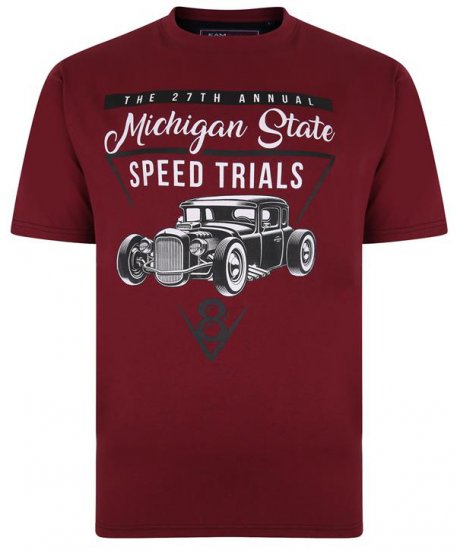 Kam Jeans 5352 Michigan State T-shirt Burgundy - T-shirts - Grote Maten T-shirts Heren