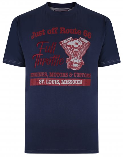 Kam Jeans 5354 Full Throttle Print T-shirt Indigo - T-shirts - Grote Maten T-shirts Heren